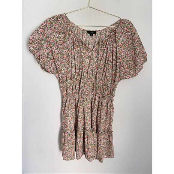 J.CREW Cinched-waist puff-sleeve dress in scattered blooms size small 100% cotto - Picture 1 of 8